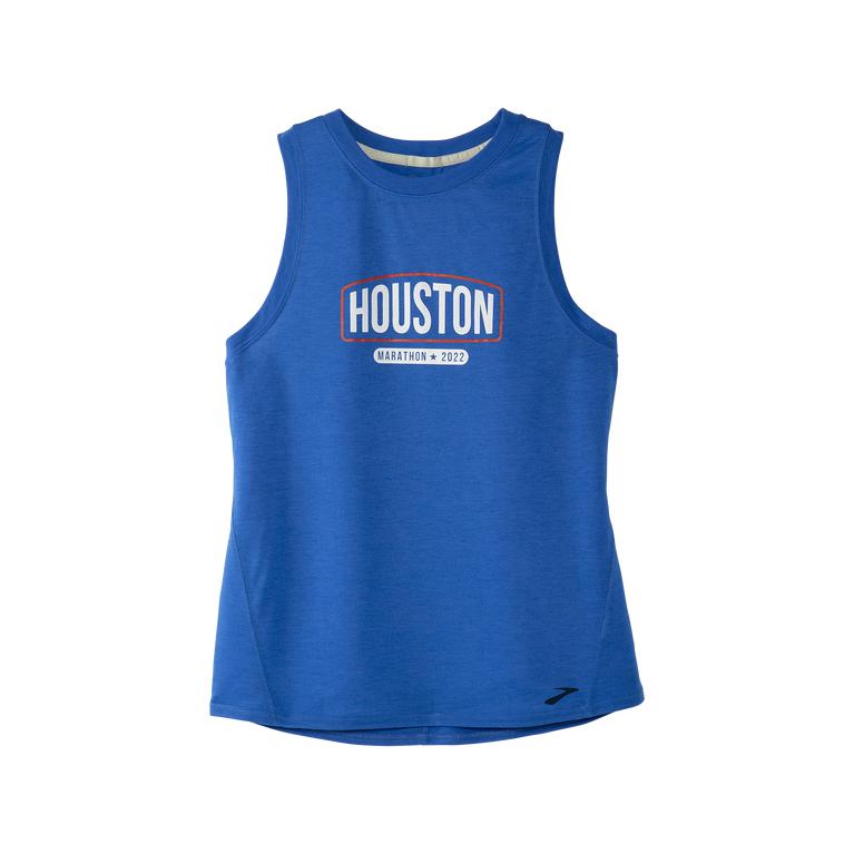 Brooks Women's Houston22 Distance Graphic Running Tank Top - Heather Bluetiful/26.2 Banner (ZXWR3742